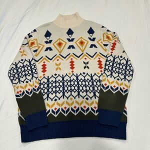 Vintage Paisley & Gray Multicolor Aspen Mock Sweater XL Pullover Heavy Knit 90s